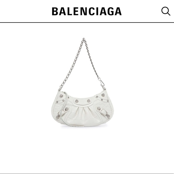 Balenciaga white LE CAGOLE MINI BAG WITH CHAIN CROCODILE EMBOSSED - Picture 2 of 7